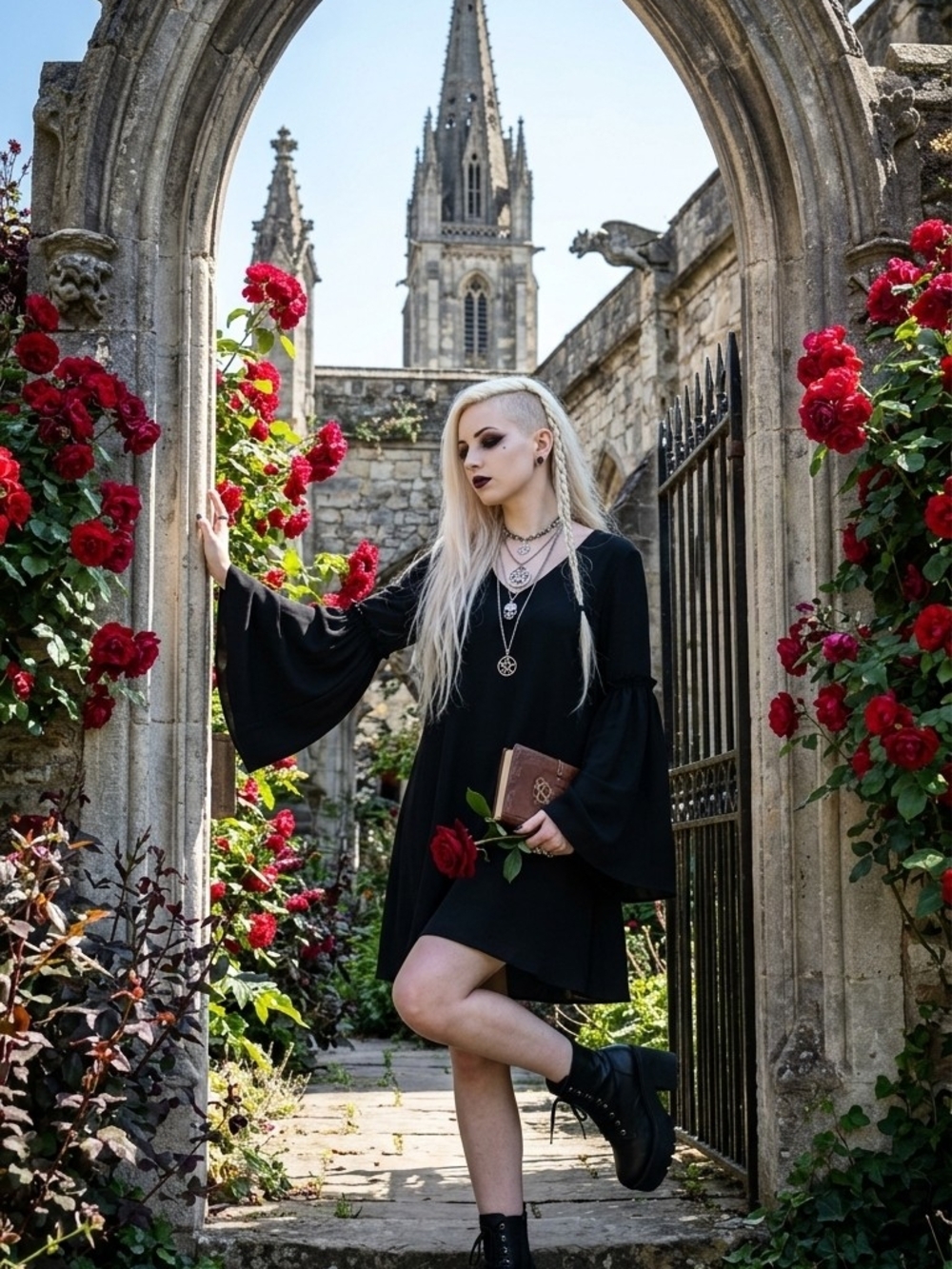 Chelsea28 Black Mini Dress with Bell Sleeves